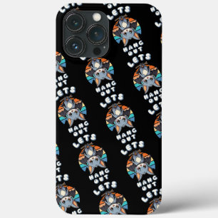 Cute Bat Hanging and Retro Sunset Let's Hang Out iPhone 13 Pro Max Case