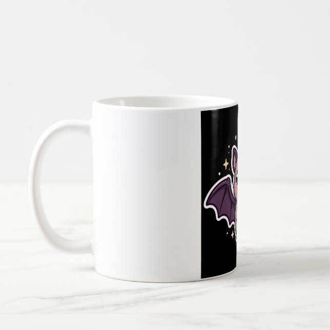 Cute Bat Holding Candy Corn Coffee Mug (Left)