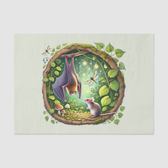 Cute bat mouse lovers decoupage tissue paper (Front)