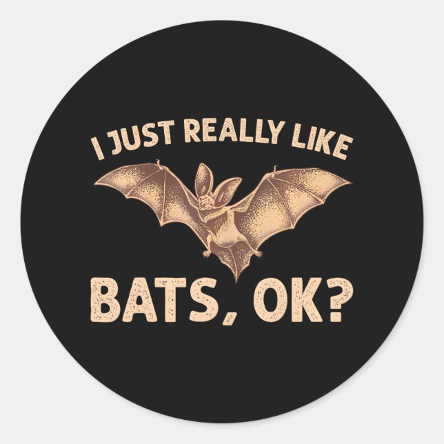 Cute Bat Nocturnal Animal Bat Lovers Classic Round Sticker (Front)