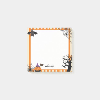 Cute Bat & Pumpkin Cupcake Halloween Post-it Notes