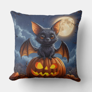 🦇🎃 Cute Bat Pumpkin Halloween Cosy Night Vibes ✨ Cushion