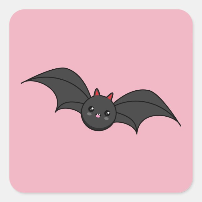 Cute Bat Square Sticker (Front)