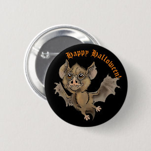 Cute Bat with Fangs Happy Halloween 6 Cm Round Badge