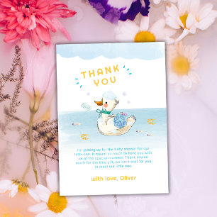 Cute Bath Time Little Duck Boy Baby Shower Thank You Card