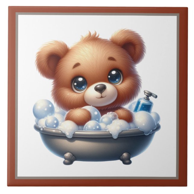 Cute bathtub bathroom bear tile (Front)