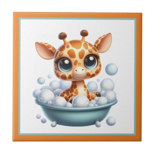 Cute bathtub bathroom Giraffe Tile (Front)