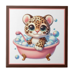 Cute bathtub bathroom leopard tile