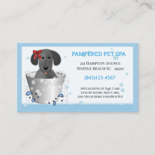 Cute Bathtub Pet Groomer Business Card