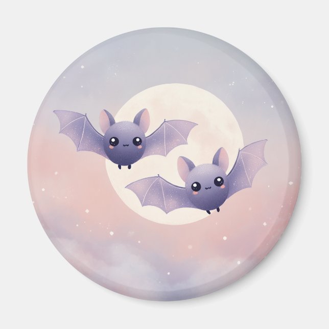 Cute Bats Flying by the Full Moon - Magnet (Front)