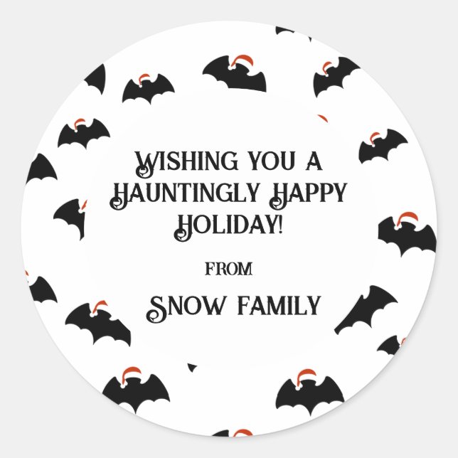 Cute bats with santa hats   classic round sticker (Front)