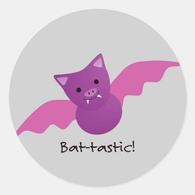 Cute Battastic Pink Bat Classic Round Sticker (Front)