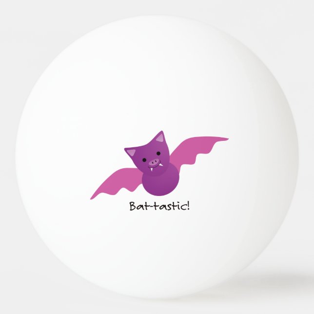 Cute Battastic Pink Bat Ping Pong Ball (Front)