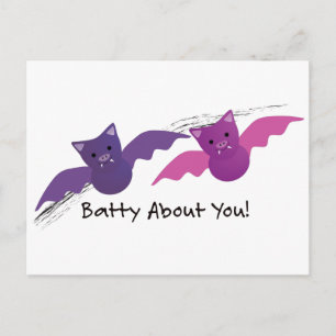 Cute Batty About You Bats Postcard