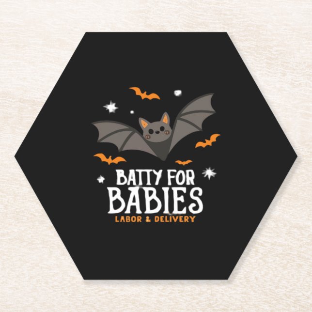 Cute Batty For Babies Labour And Delivery Nurse Ha Paper Coaster (Front)