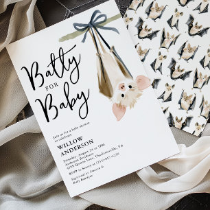 Cute Batty for Baby Halloween Baby Shower Invitation