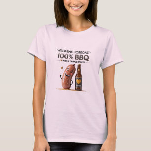 Cute BBQ & Beer T-Shirt for Women Funny Weekend