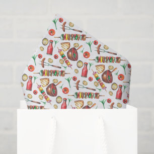 cute bbq party tiled tissue paper