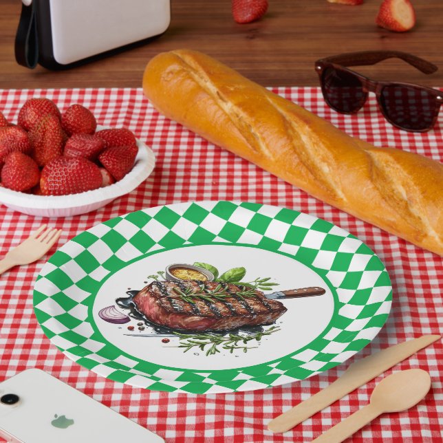 Cute BBQ Steak party Paper Plate (Picnic)