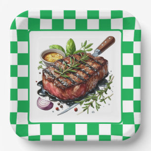 Cute BBQ Steak party Paper Plate