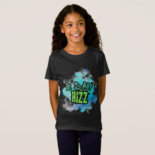 Cute B'Day  Rizz Green And Monochromatic Blue T-Shirt