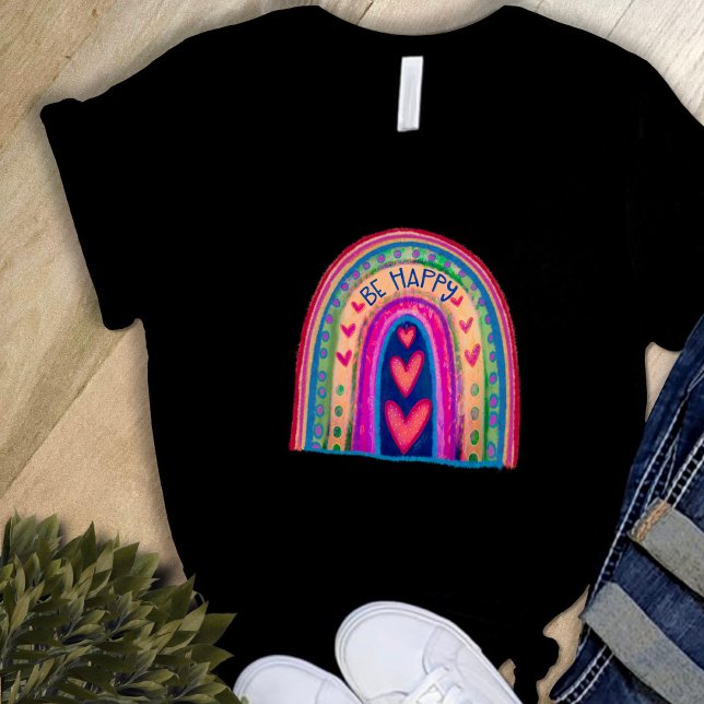 Cute Be Happy Rainbow Fun Inspirivity T-Shirt (Creator Uploaded)
