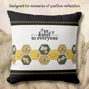 Cute Be Kind Bumble Bee Honeycomb Accent Cushion