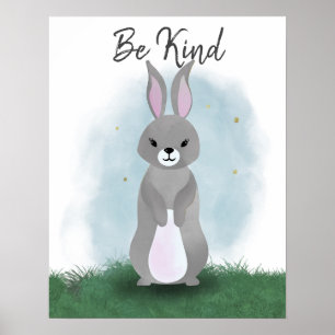 Cute Be Kind Bunny Gender Neutral Poster