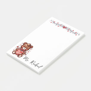 Cute Be Mine Bear Valentines Personalized Post-it Notes
