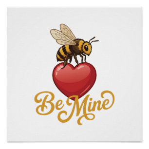 Cute Be Mine Honeycomb Poster