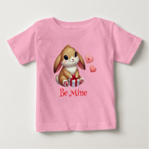 Cute, Be Mine Valentine's Day bunny rabbit  Baby T-Shirt
