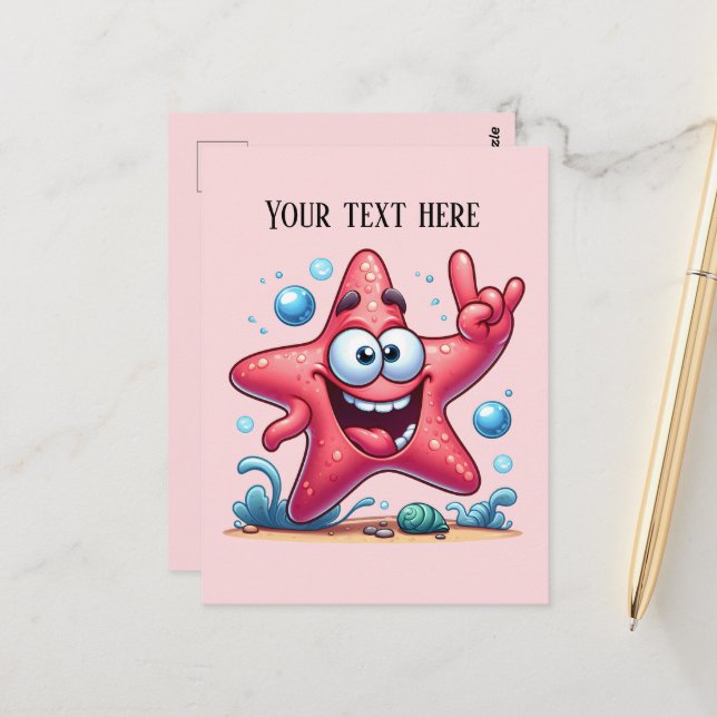 Cute beach add text Summer starfish  Postcard (Front/Back In Situ)