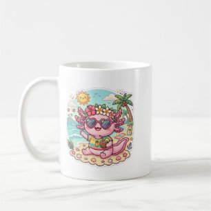 Cute Beach Axolotl Summer Vacation Coffee Mug