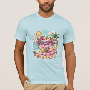 Cute Beach Axolotl Summer Vacation T-Shirt