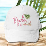Cute Beach Bachelorette Bride To Be Trucker Hat<br><div class="desc">Cute Simple Beach Bachelorette Weekend Bride Trucker Hat. A cool watercolor beach theme with shades of pink and teal, setting the vibe for a beach escape with the bride and her besties. From trips to Florida, California, or even something more international like Mexico, Hawaii or The Bahamas, this girls weekend...</div>