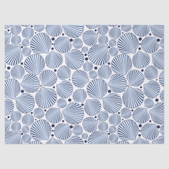 Cute beach blue seashell pattern party tissue paper (Front)