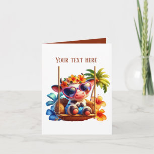 Cute beach cow customisable card