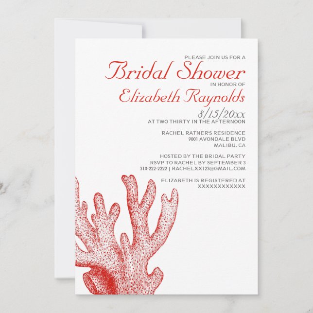 Cute Beach Destination Bridal Shower Invitations (Front)