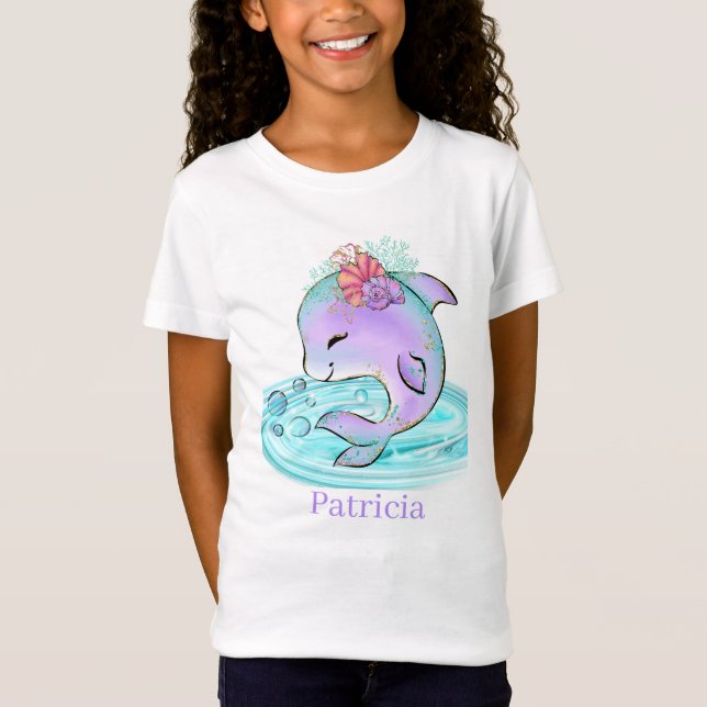 cute beach dolphin add name T-Shirt (Front)