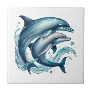 Cute beach dolphin lovers tile