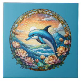 Cute beach dolphin lovers tile