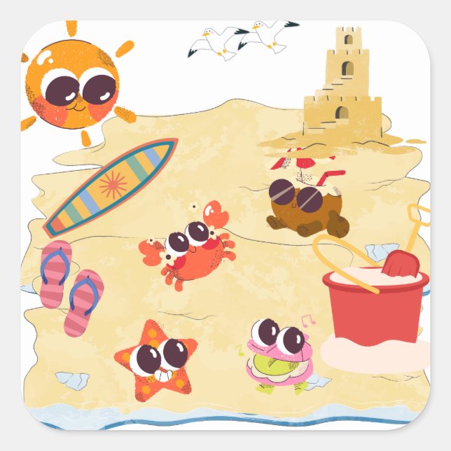 cute beach friend sticker pack (Front)