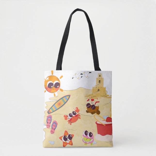 cute beach friends tote bag (Front)