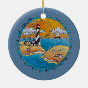 Cute beach fun sunny summer day ceramic tree decoration