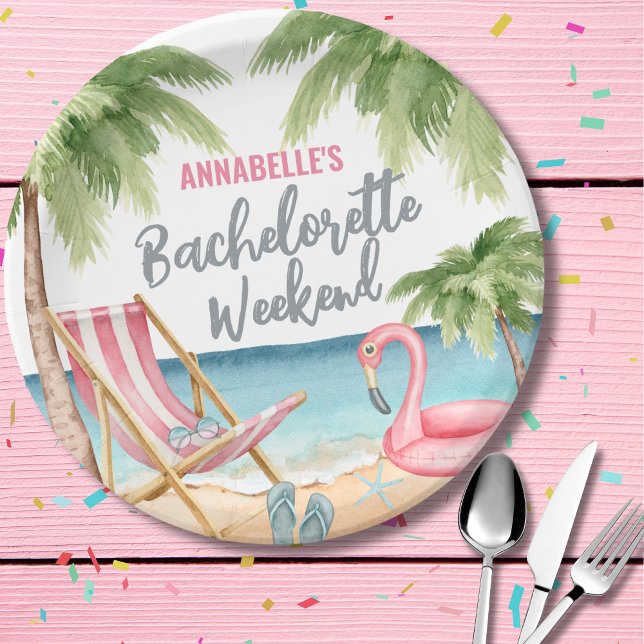 Cute Beach Girls Weekend Bachelorette Party Paper Plate (Cute Beach Girls Weekend Bachelorette Party Paper Plates)