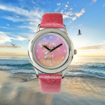 cute beach gnome pink flamingo add name kids watch<br><div class="desc">cute beach gnome pink flamingo add name kids Watch</div>