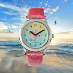 cute beach gnome pink flamingo add name kids watch<br><div class="desc">cute beach gnome pink flamingo add name kids Watch</div>