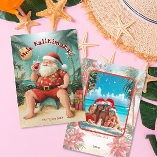 Cute Beach Hawaii Mele Kalikimaka Christmas Photo Holiday Card