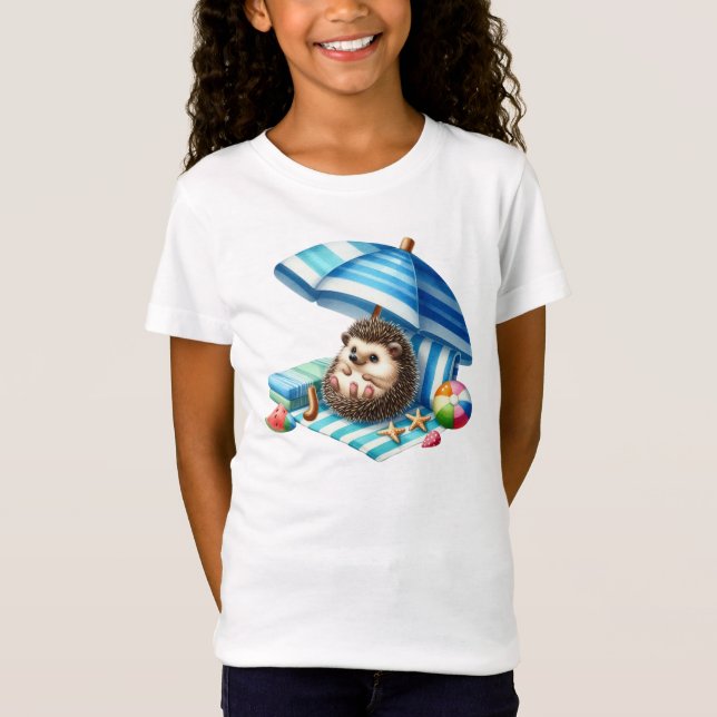 Cute beach hedgehog lovers girls T-Shirt (Front)