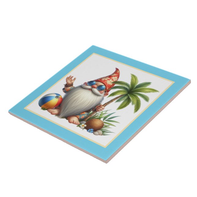 Cute beach house gnome  tile (Side)